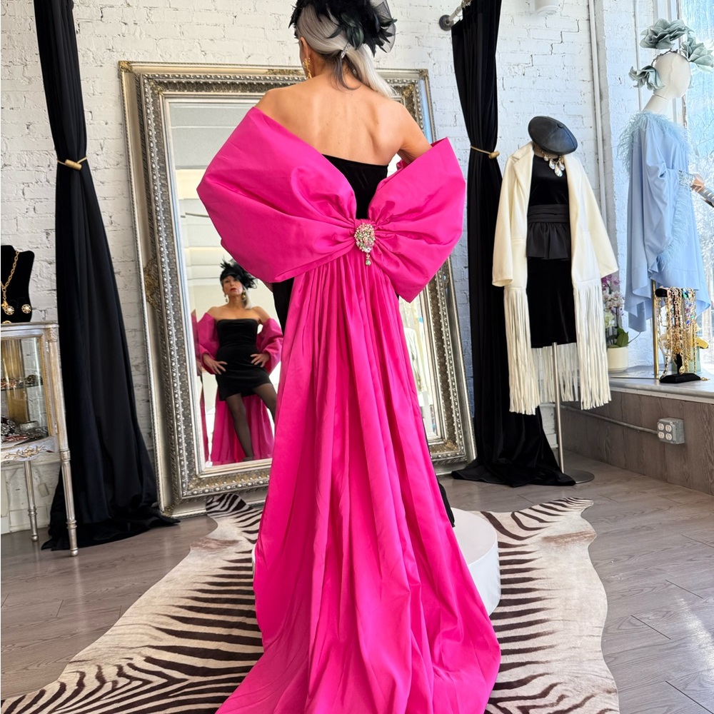 Pink Strapless Backless High-Low Gown - Picture 4 of 6